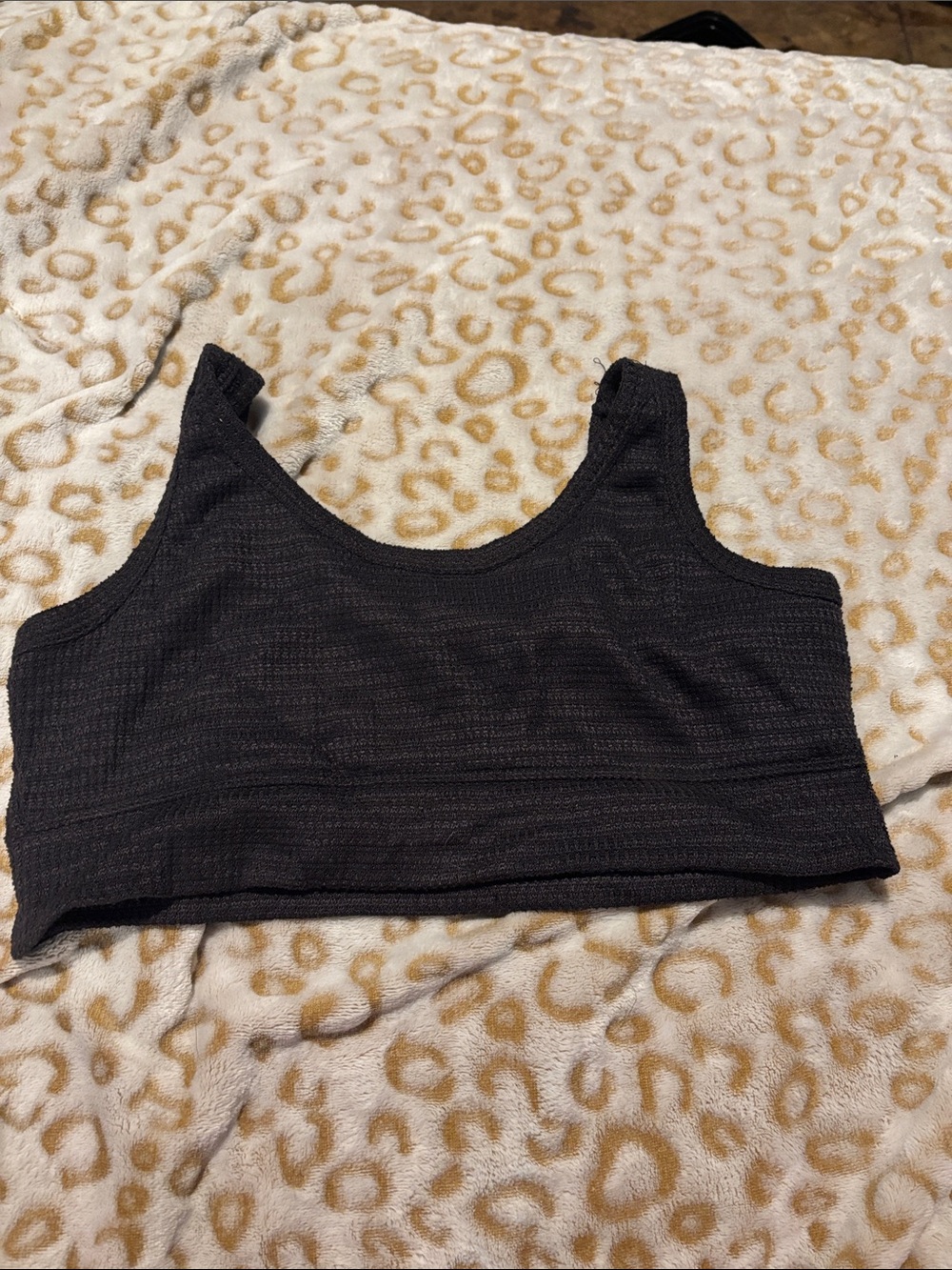 Black Textured Crop Bralette Top